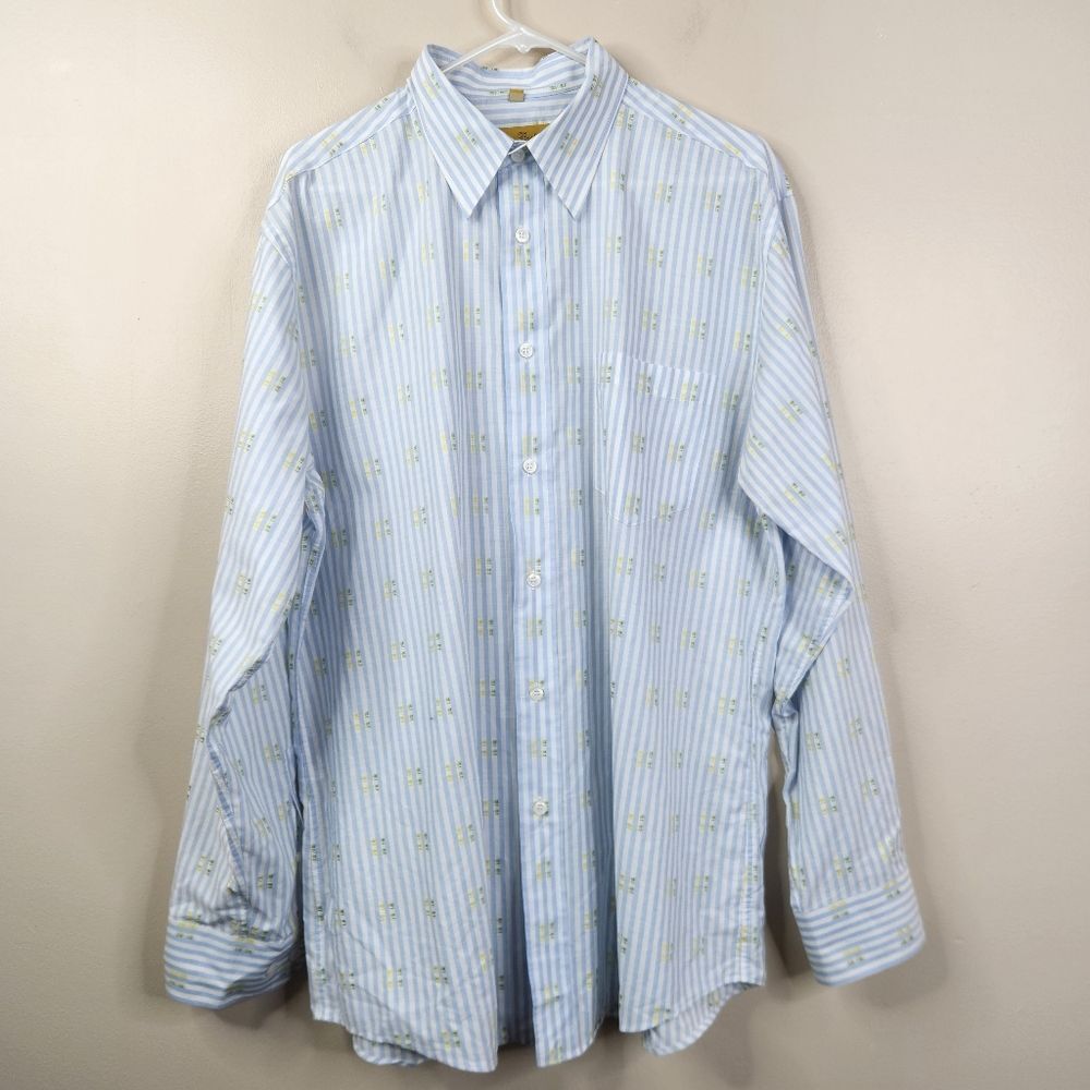 Klauss Boehler Vintage Mens Long Sleeve Printed Button Down Dress Shirt Large